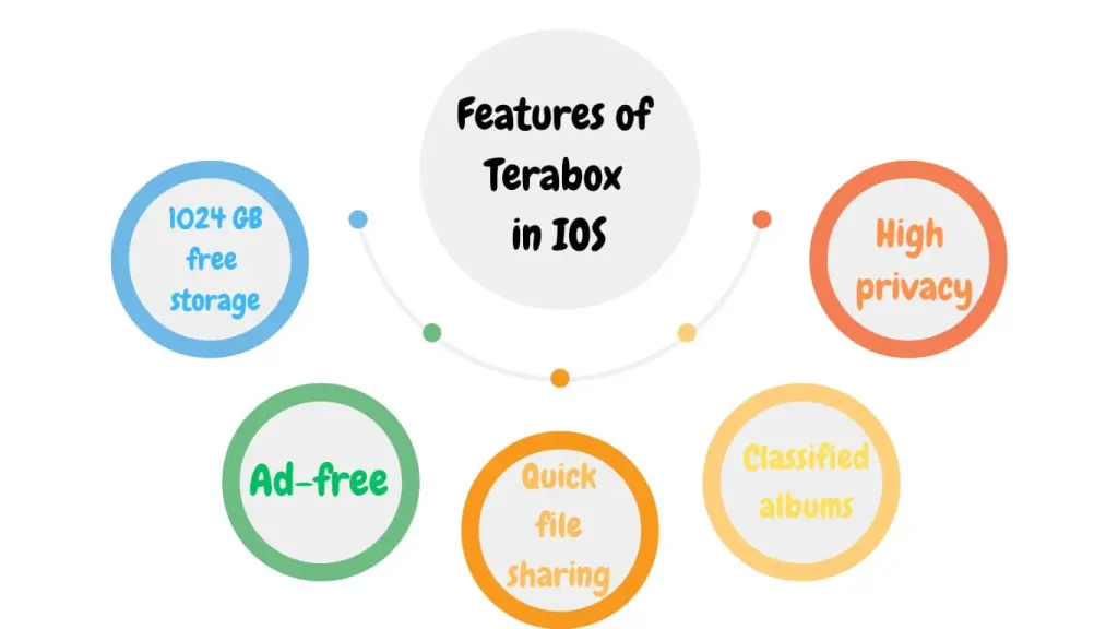 TeraBox Mod APK for iOS 2 detailed info graphics image that describes the features of terabox for iOS